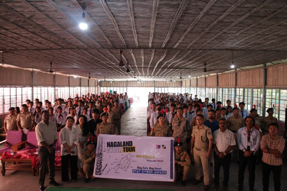 Police officials along with faculty and students during the Nagaland Cyber Tour Phase 2 programme held at Pranab College in Dimapur on October 12.